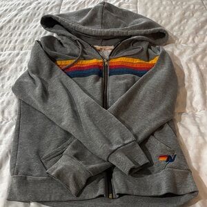 Aviator Nation Zip-up Hoodie with Rainbow Stripes - Medium